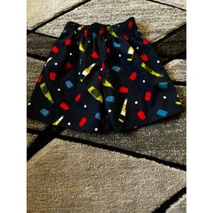 AK Boys Swim Trunks Navy Blue Bottle Cup Print Elastic Waist Swim Shorts Size S